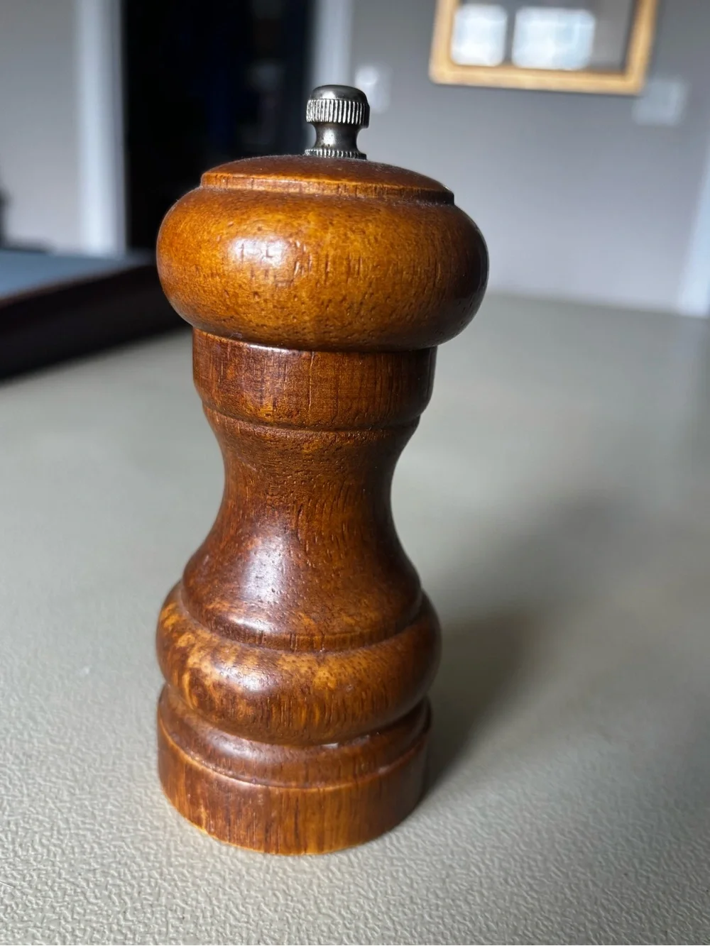 Vintage Chin Te Fa Wooden Pepper Mill Grinder Stainless Steel Taiwan 5½”